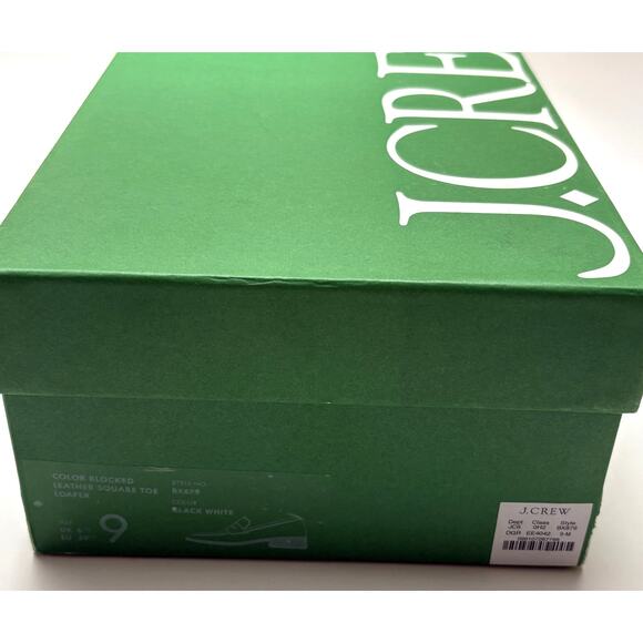 J.Crew ADDISON Stacked-Heel Loafers in Colorblock Leather Black White 9 M NWB - Picture 8 of 12